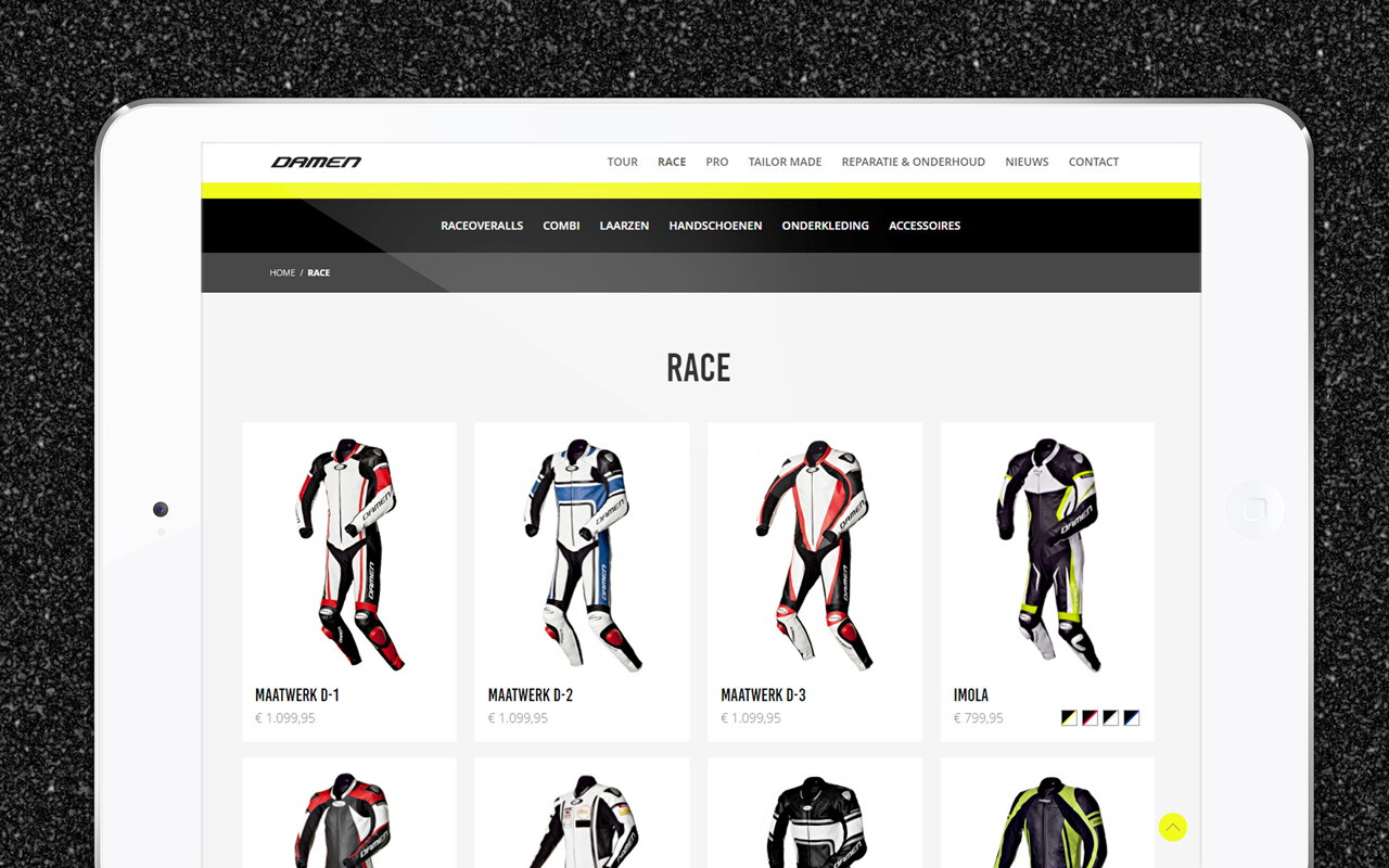 Damen Leathers responsive webdesign