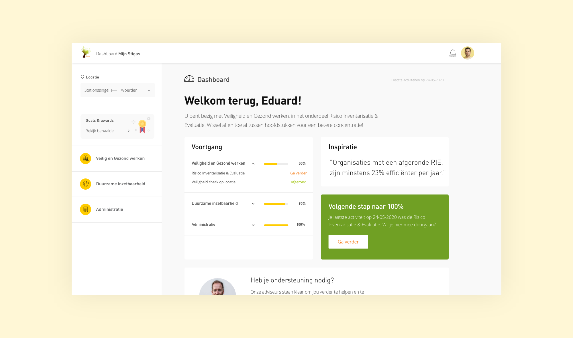 Stigas mijn omgeving dashboard