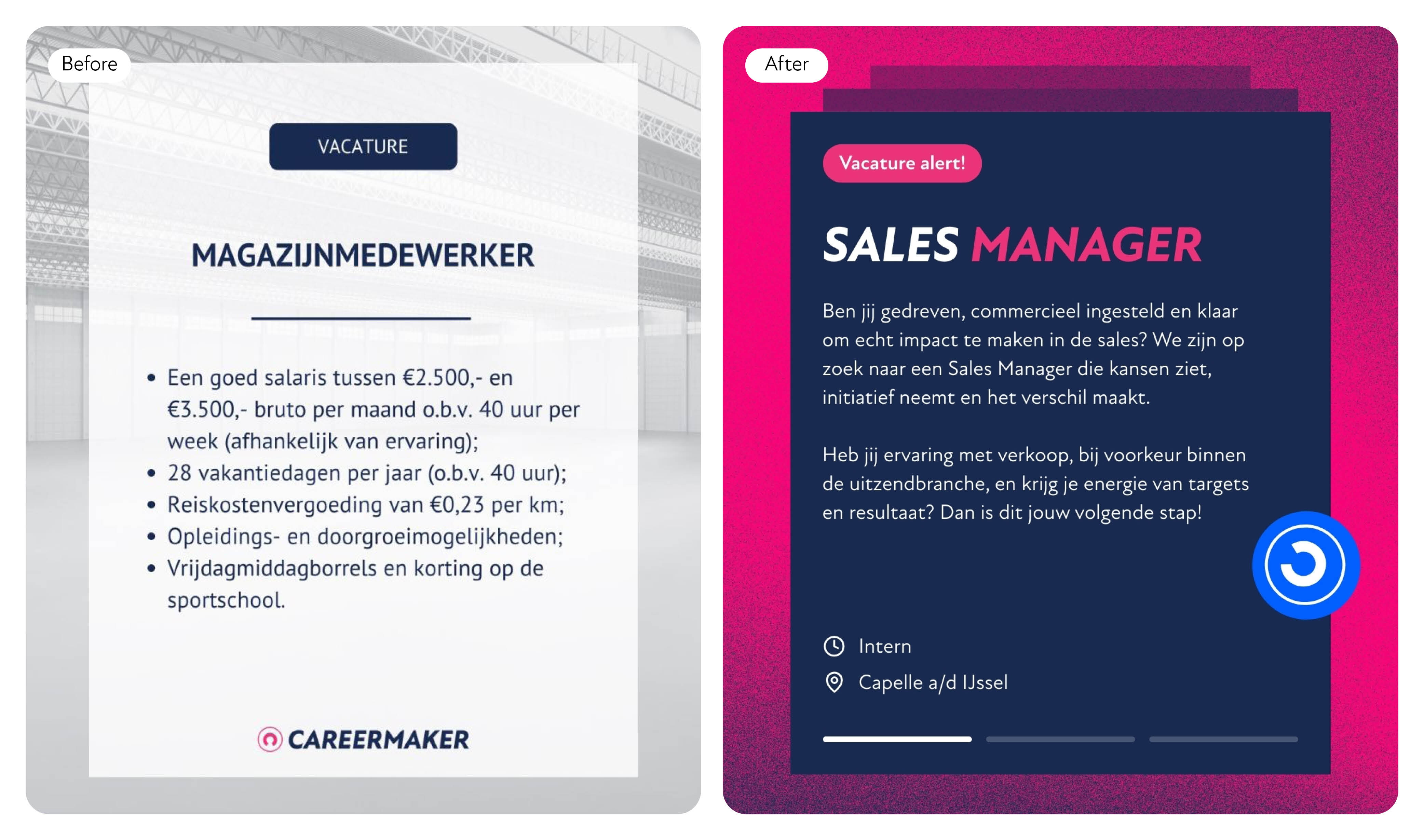 before and after social post careermaker